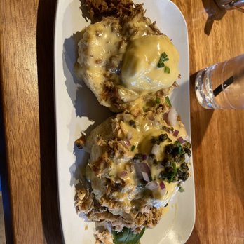 Ruby Slipper Pensacola - Left/top is pork Benedict, right/bottom is salmon. - Breakfast & Brunch Near Me - Pensacola, Florida