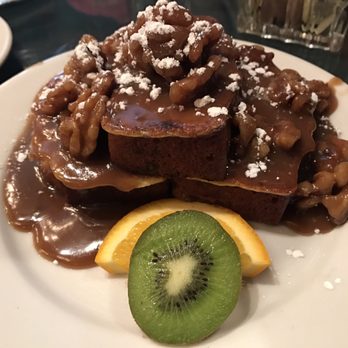 Skylarks Hidden Cafe - Banana Bread French Toast with Maple Walnut Topping - It's your opportunity to eat dessert for breakfast. - Cafes Near Me - Bellingham, Washington