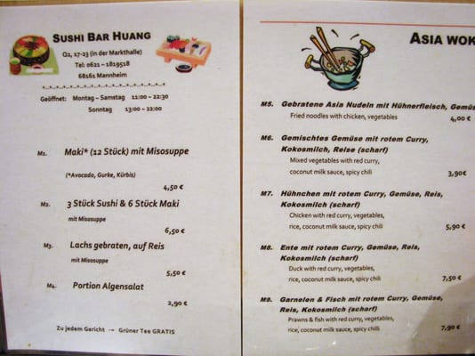 Menu photo 1 Sushi Bar Huang Mannheim, BW Menu photo 1 Sushi Bar Huang Mannheim, BW