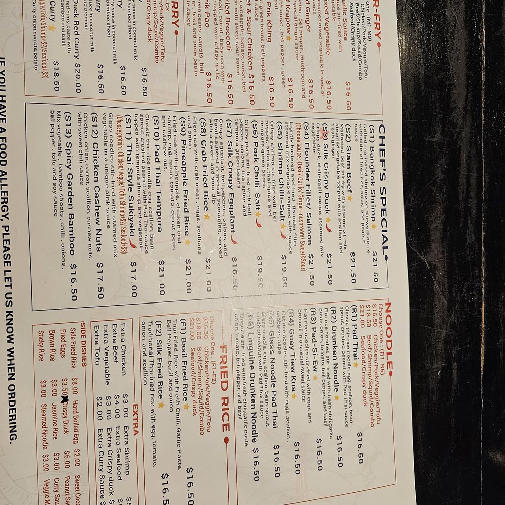 Silk Thai Hagerstown - Menu opposite side - Thai Near Me - Hagerstown, Maryland Silk Thai Hagerstown - Menu opposite side - Thai Near Me - Hagerstown, Maryland