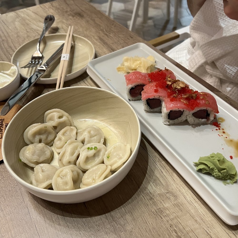 World Spa - Chicken/mushroom pelmeni and bluefin tuna roll - Day Spas Near Me - Brooklyn, New York World Spa - Chicken/mushroom pelmeni and bluefin tuna roll - Day Spas Near Me - Brooklyn, New York