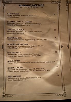 Menu photo 7 Alchemist Bar & Lounge San Francisco, CA