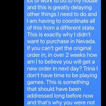 Floors Etc - My reply to Trina after she finally informed me she couldn't get the tile she promised to originally get me. - Flooring Near Me - Las Vegas, Nevada Floors Etc - My reply to Trina after she finally informed me she couldn't get the tile she promised to originally get me. - Flooring Near Me - Las Vegas, Nevada