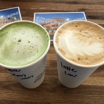 Humble Coffee Company - Matcha latte (left), lavender latte (right) - Coffee & Tea Near Me - Albuquerque, New Mexico
