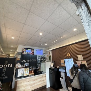 Dots Boba - Kiosks to order Cashier and pickup area - Bubble Tea Near Me - San Francisco, California Dots Boba - Kiosks to order Cashier and pickup area - Bubble Tea Near Me - San Francisco, California