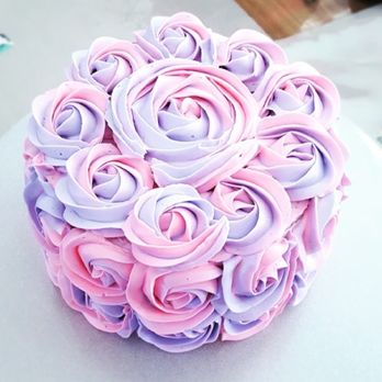 Litzel Sweet Creations - a pink and purple rose cake - Desserts Near Me - Lawton, Oklahoma
