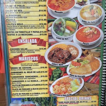 Lolita's Restaurant - Menu: House Specialties, Salads, Seafood, and drinks. - Mexican Near Me - Baldwin Park, California