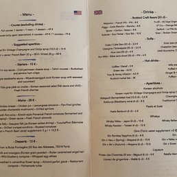 Menu (dishes rotates regularly)