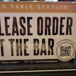 No table service so order at the bar No table service so order at the bar