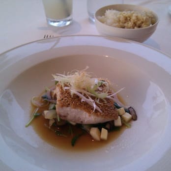 Spago - Sesame-crusted line-caught mahi mahi: sweet and sour shallots, shiitake mushrooms, green onions, and yuzu pan sauce - Asian Fusion Near Me - Maui, Hawaii Spago - Sesame-crusted line-caught mahi mahi: sweet and sour shallots, shiitake mushrooms, green onions, and yuzu pan sauce - Asian Fusion Near Me - Maui, Hawaii