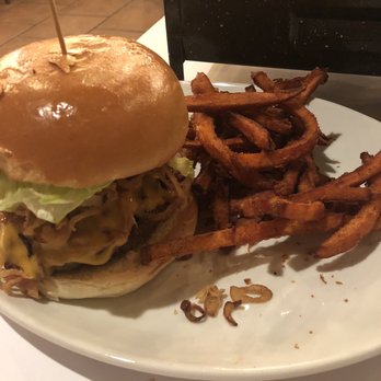 Vincent's Steakhouse - Adan's Famous Burger w/ sweet potato fries - Steakhouses Near Me - Wantagh, New York Vincent's Steakhouse - Adan's Famous Burger w/ sweet potato fries - Steakhouses Near Me - Wantagh, New York