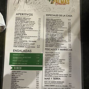 Las Palmas - Menu - Colombian Near Me - Orlando, Florida