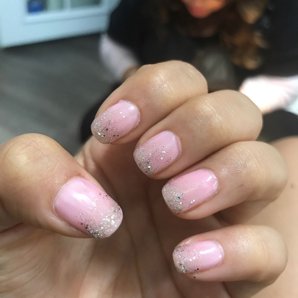 Clear pink with glitter ombré! Clear pink with glitter ombré!
