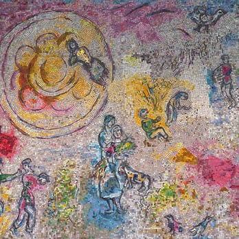 Chagall's Four Seasons - Marc Chagall; Four Seasons; 1974; west-facing panorama mosaic; Dearborn and Monroe Sts; Chicago IL - Public Art Near Me - Chicago, Illinois Chagall's Four Seasons - Marc Chagall; Four Seasons; 1974; west-facing panorama mosaic; Dearborn and Monroe Sts; Chicago IL - Public Art Near Me - Chicago, Illinois