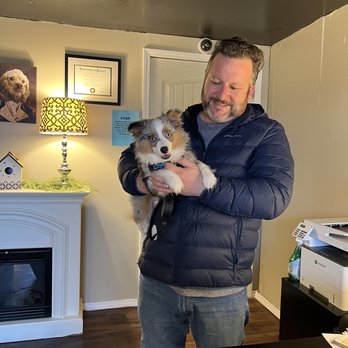 Lucky Dog - Mike and Our Puppy Mackie.  Mackie misses this place already Thanks Mike for everything - Pet Services Near Me - Quincy, Illinois