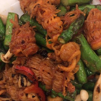 The Kitchen - Definitely asparagus and mushrooms and not sure what the orange things are - Dim Sum Near Me - Millbrae, California