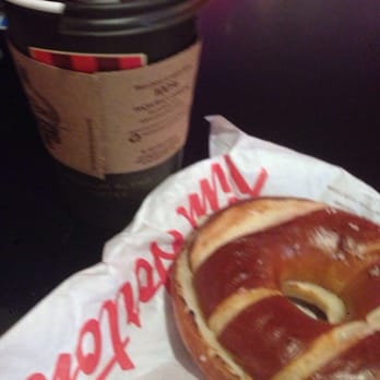 Tim Hortons - Cafe mocha and pretzel bagel - Donuts Near Me - Westerville, Ohio