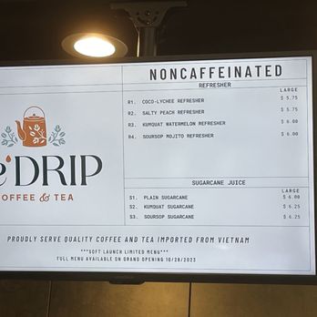 Le'Drip Coffee And Tea - menu - Coffee & Tea Near Me - Houston, Texas