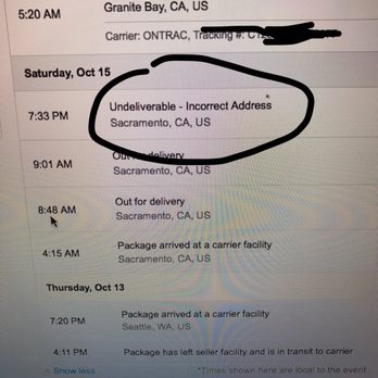 OnTrac - Incorrect address my A$$. This company is run by BAFOONS. - Couriers & Delivery Services Near Me - Sacramento, California