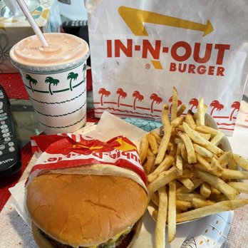 In-N-Out Burger - Double double combo with a strawberry shake Not the same as it used to be, but it was OK Sunday, April 23, 2023 - Burgers Near Me - Lancaster, California In-N-Out Burger - Double double combo with a strawberry shake Not the same as it used to be, but it was OK Sunday, April 23, 2023 - Burgers Near Me - Lancaster, California
