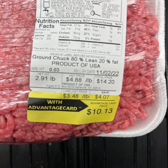 Ingles Market - Ground Chuck- 3.48 per.pound - Grocery Near Me - Spartanburg, South Carolina Ingles Market - Ground Chuck- 3.48 per.pound - Grocery Near Me - Spartanburg, South Carolina
