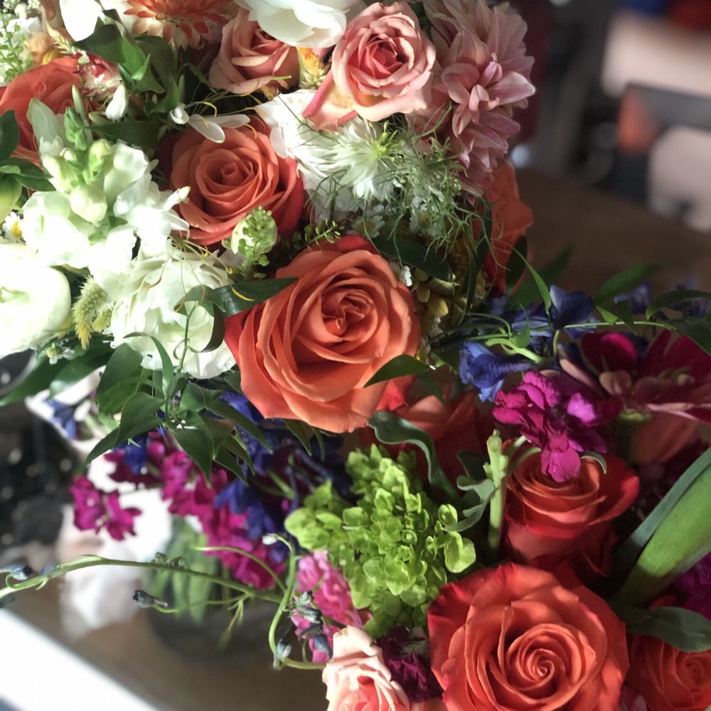 Ladybug Designs - Bouquet at the top of the photo. Centerpiece at the bottom - Florists Near Me - North Stonington, Connecticut