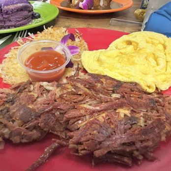 Guieb Cafe - Homemade fresh corned beef hash with scrambled eggs - New American Near Me - Aiea, Hawaii