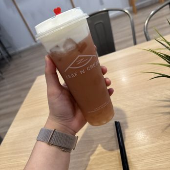 Leaf N Cream - Build Your Own Drink! Black Tea, Rose, Oat Milk, Agar Boba, and Cheese Foam! - Bubble Tea Near Me - Tustin, California Leaf N Cream - Build Your Own Drink! Black Tea, Rose, Oat Milk, Agar Boba, and Cheese Foam! - Bubble Tea Near Me - Tustin, California