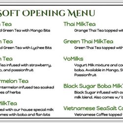 Infini-Tea - Soft opening menu (9/1/2018)