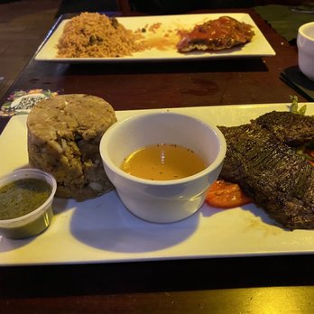 Vejigantes - Churrasco con Salsa Chimichurri Trifongo - Puerto Rican Near Me - Boston, Massachusetts