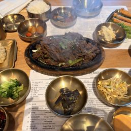 Bulgogi, potstickers and fish cakes