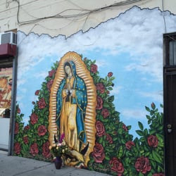 Chapala Bakery 2 - Image of The Virgin Mary painted on the side wall facing Worcester street.
