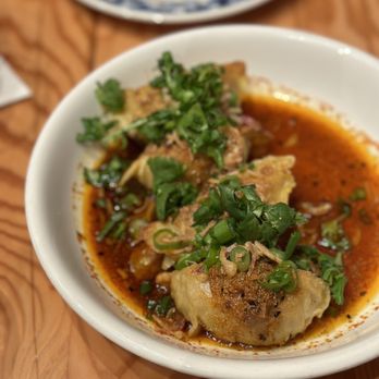 Mecha Noodle Bar - Red chili dumplings - Noodles Near Me - Boston, Massachusetts Mecha Noodle Bar - Red chili dumplings - Noodles Near Me - Boston, Massachusetts