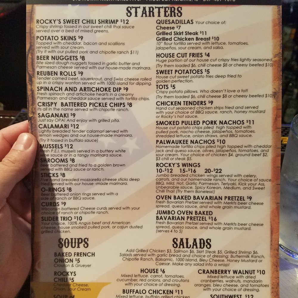 Rocky's American Grill - Menu - Sports Bars Near Me - Prospect Heights, Illinois