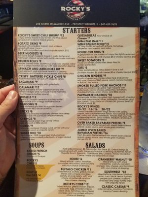 Menu photo 2 Rocky's American Grill Prospect Heights, IL Menu photo 2 Rocky's American Grill Prospect Heights, IL