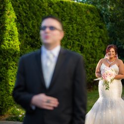 Gown is the Marianne by Maggie Sottero in ivory over blush