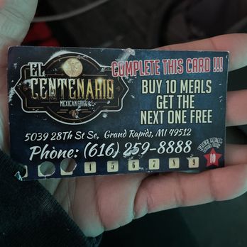 El Centenario Mexican Grill - punchcard loyalty as of 2024-2025 - Mexican Near Me - Grand Rapids, Michigan