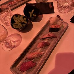 Sashimi and edamame