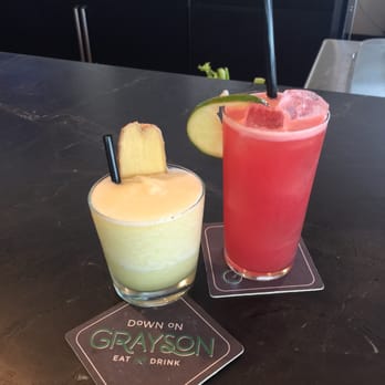 Down On Grayson - Frozen mule and watermelon daiquiri, sooo refreshing! Ask for a sample of the frozen mule...spicy! - New American Near Me - San Antonio, Texas