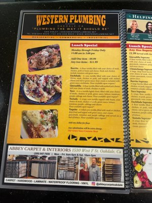 Menu photo 2 El Jardin Restaurant Oakdale, CA Menu photo 2 El Jardin Restaurant Oakdale, CA