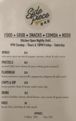 Menu photo 5 Side Piece San Diego, CA Menu photo 5 Side Piece San Diego, CA