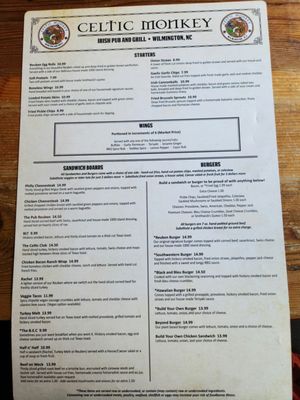 Menu photo 1 Celtic Monkey Wilmington, NC