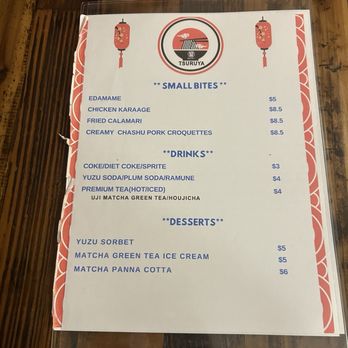 Tsuruya - Menu - Ramen Near Me - Berkeley, California