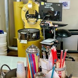 Cutesy touches throughout the cafe - but the roaster in the back sets this cafe apart! Cutesy touches throughout the cafe - but the roaster in the back sets this cafe apart!