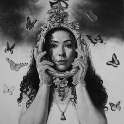 Zimou Tan - Surmount, 30"x40", charcoal, and willow charcoal on museum board