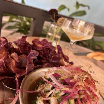 Manuela - Louisiana shrimp w/sweet potato chips. - New American Near Me - Los Angeles, California