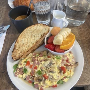 Chloe's Cafe - Sunday 6/28/26 Special- scramble with Turkey bacon, bell pepper, pepper Jack, and mushroom. Side of potato rosemary toast and fruit. - Breakfast & Brunch Near Me - San Francisco, California Chloe's Cafe - Sunday 6/28/26 Special- scramble with Turkey bacon, bell pepper, pepper Jack, and mushroom. Side of potato rosemary toast and fruit. - Breakfast & Brunch Near Me - San Francisco, California