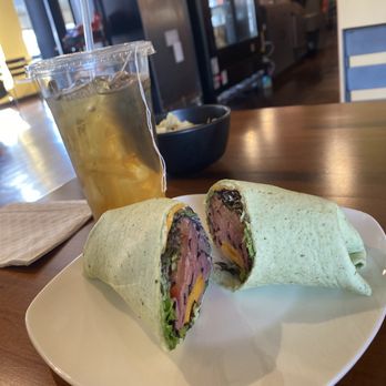 Hard Bean - The Bedford wrap, and iced green tea. - Coffee & Tea Near Me - Merrick, New York Hard Bean - The Bedford wrap, and iced green tea. - Coffee & Tea Near Me - Merrick, New York