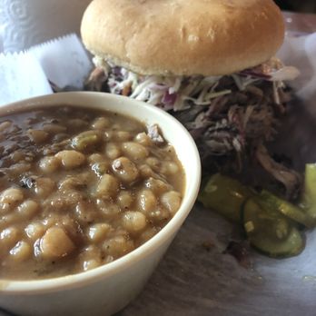 The Joint - Pulled Pork sandwich and Baked Beans - Barbeque Near Me - New Orleans, Louisiana The Joint - Pulled Pork sandwich and Baked Beans - Barbeque Near Me - New Orleans, Louisiana