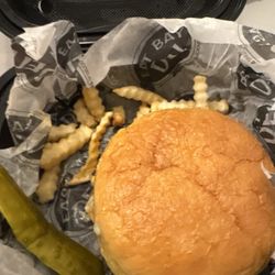 My fries when I first opened it, barely none